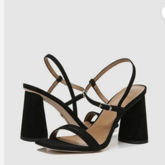 Sam Edelman Kit Ivory Square Toe Slingback Strap Cylindrical Block Heel Sandals - Picture 1 of 6